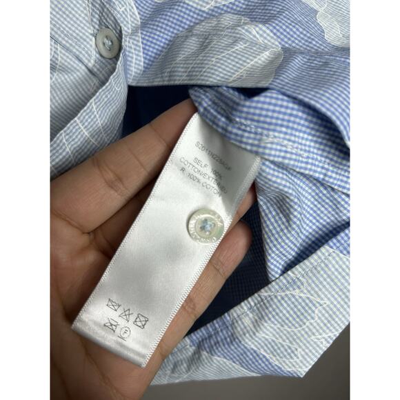 CAROLINA HERRERA Floral Print Three-Quarter Sleeve Blue Button Up Size 10 - Picture 6 of 9